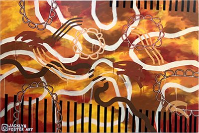 Jacklyn Foster, Red Dirt, 2021. Acrylic paint on board.