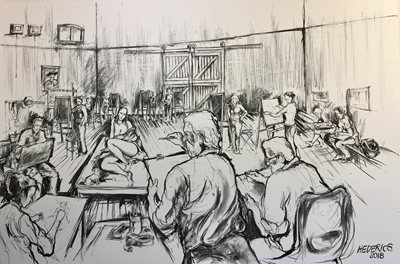 Steve Hederics, Life drawing at Nichols Point Scout Hall, 2018.